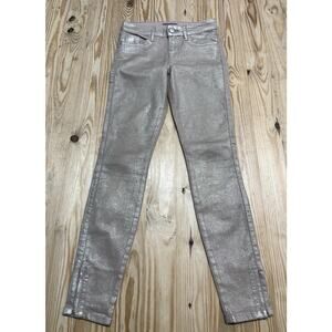GUESS Women’s Brittney Skinny Ankle Jeans Gold Flake Foil Print Size 27